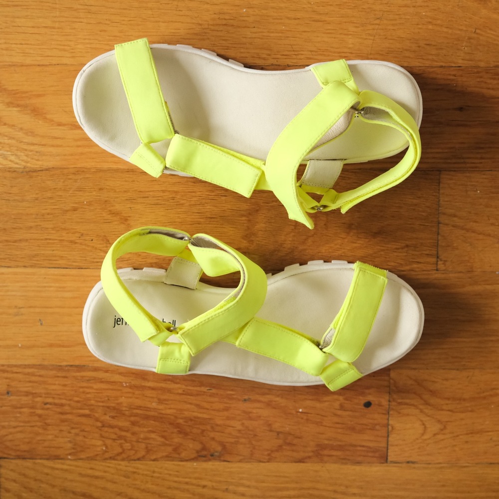 Jeffrey Campbell Sandals Womens Neon Yellow Strappy Platform Sporty 9M Utility